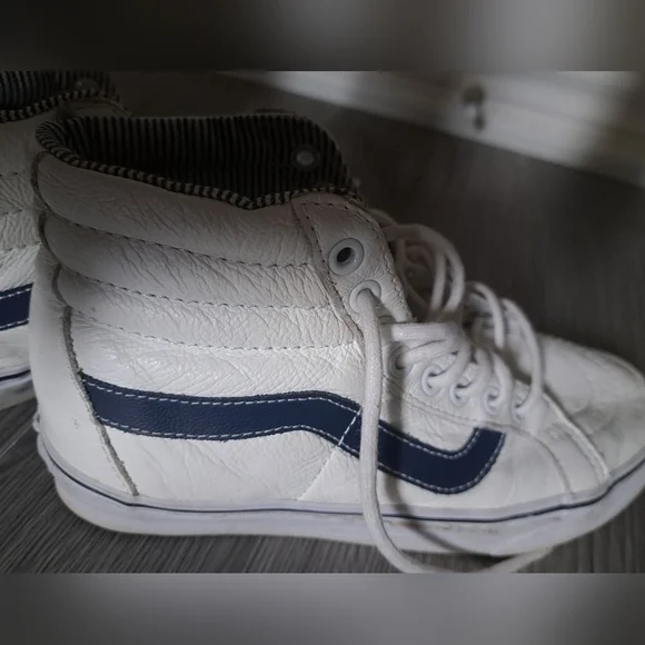 Vans OFF THE WALL supple leather HI TOP white skateboard shoes sneakers UNISEX - Picture 5 of 13